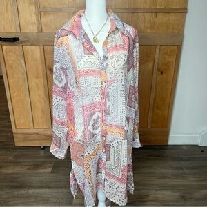 Live 4 Truth | Bohemian Patchwork Button-Up Shirt | Stunning | Size Medium |NWOT